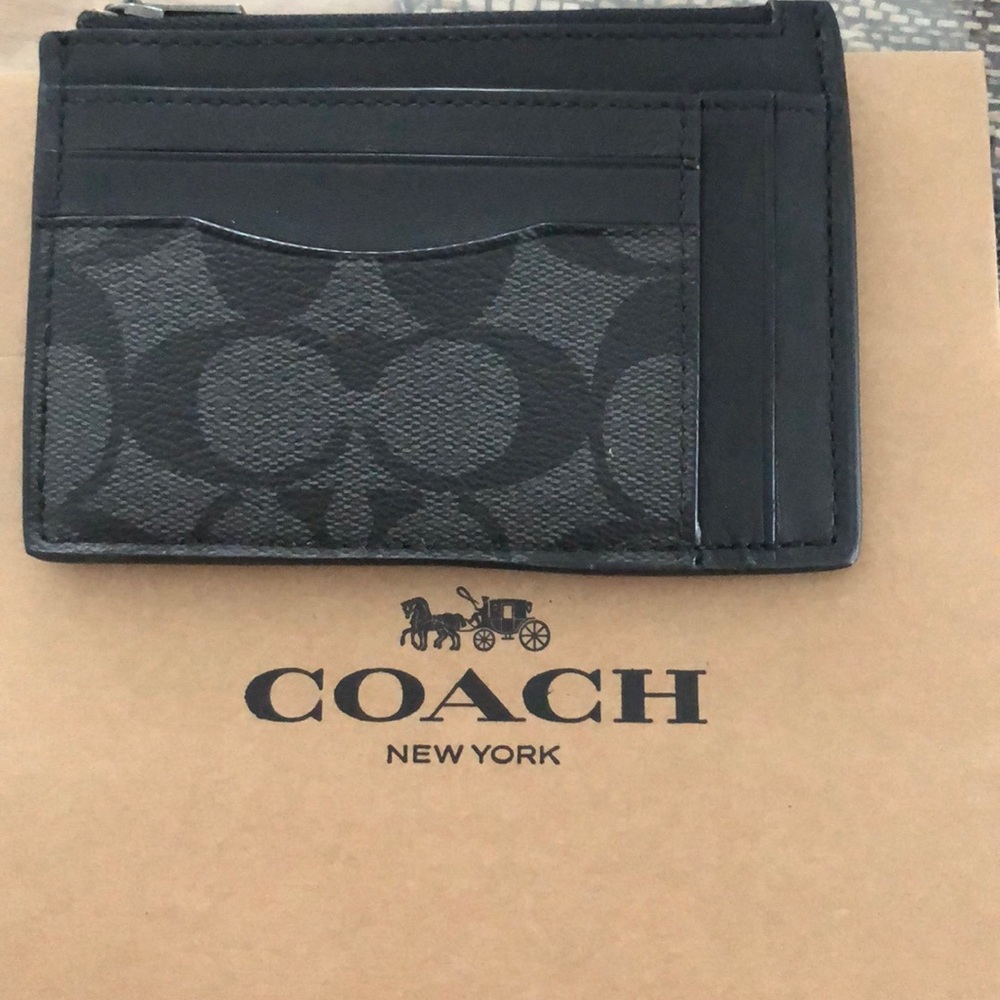 Brand New Black Coach Large Card Case